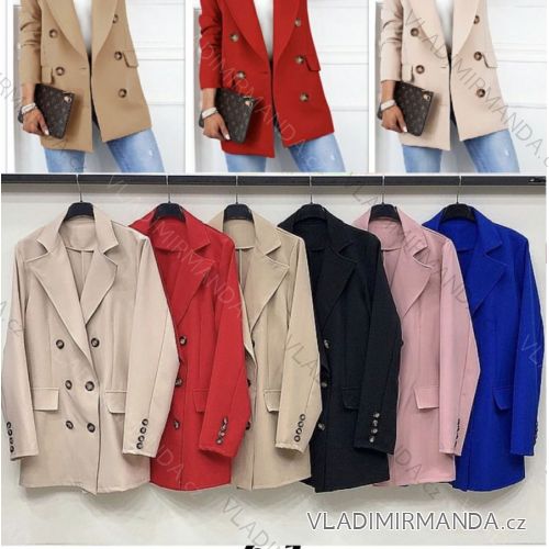 Kabát slabý jarní dlouhý rukáv na knoflíčky dámský (S/M ONE SIZE) ITALSKÁ MÓDA IMWD21586