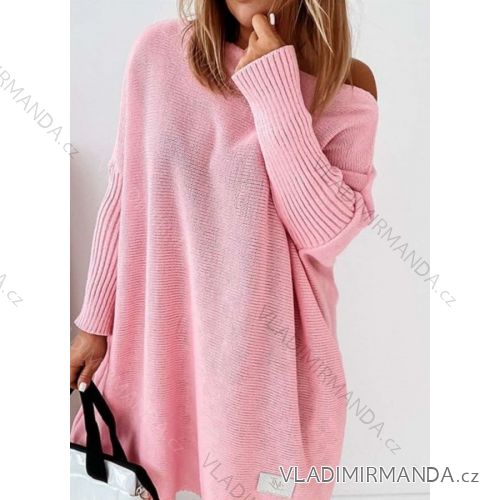 Svetr prodloužený oversize dlouhý rukáv dámský (S/M/L ONE SIZE) ITALSKÁ MÓDA IMWL22010