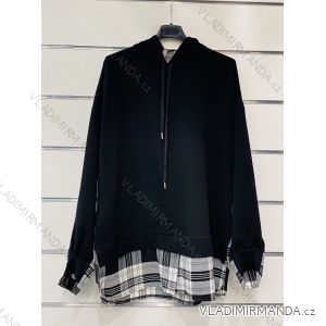 Mikina s kapucí dlouhý rukáv dámská (S/M ONE SIZE) ITALSKá MÓDA IM921032