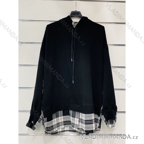 Mikina s kapucí dlouhý rukáv dámská (S/M ONE SIZE) ITALSKá MÓDA IM921032