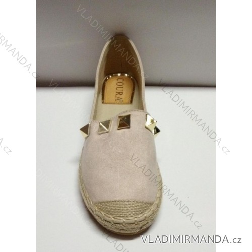 Espadrilky poltopánky módne dámske (37-41) OBUV 5646B béžová svetlá 37