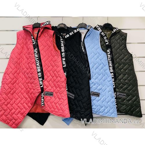 Vesta tenká jarní šusťáková s kapucí dámská (S/M ONE SIZE) ITALSKÁ MÓDA IM921046