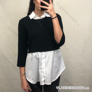Mikina se spodničkou dlouhý rukáv dámská (S/M ONE SIZE) ITALSKá MÓDA IM921005