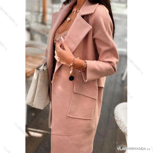 Kabát dlouhý flaušový na knoflíčky dámský (S-XL) ITALSKÁ MÓDA IMWD21671