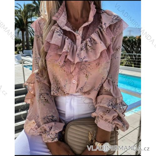 Košele / Blúzka elegantná dlhý rukáv dámska (S / M ONE SIZE) TALIANSKÁ MÓDA IMWD21757