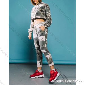 Souprava mikina dlouhý rukáv a tepláky dlouhé dámská maskáč (S/M ONE SIZE) ITALSKÁ MÓDA IMM21332