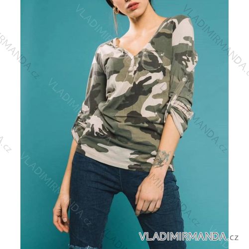 Tričko elegantní dlouhý rukáv dámské S/M ONE SIZE) ITALSKÁ MÓDA IMM21039