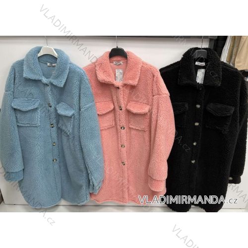 Kabát jarní střední beránek dámský (S/M ONE SIZE) ITALSKÁ MÓDA IMWH21034/02