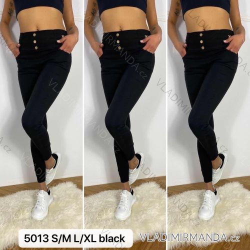 Kalhoty dlouhé s vysokým pasem dámské (S/M L/XL ONE SIZE) ITALSKá MóDA IMWD215013B