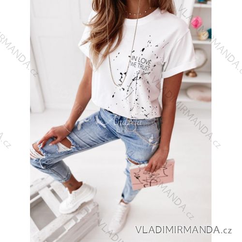 T-Shirt Kurzarm Frauen (S / M ONE SIZE) ITALIENISCHE MODE IMWK21002