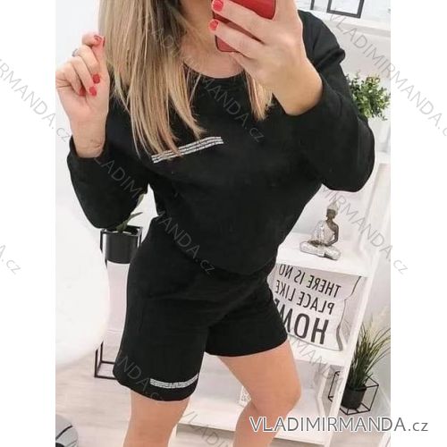 Souprava letní mikina dlouhý rukáv a kraťasy dámská (S/M ONE SIZE) ITALSKÁ MÓDA IMM21351