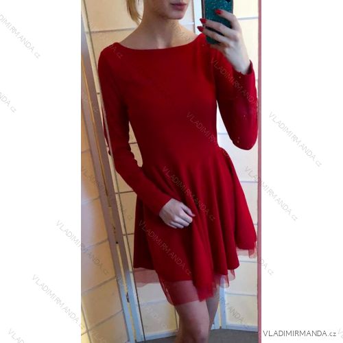 Šaty elegantné společenké dámske (uni s/l) Taliansko MÓDA IMT19017/DR S/L one size <p>červená</p>