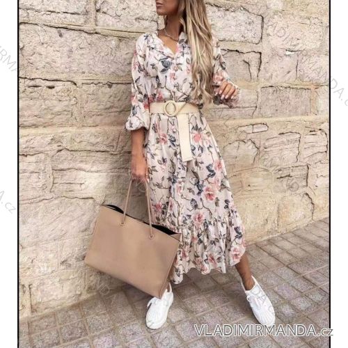 Šaty dlhé elegantné dlhý rukáv dámske (S / M ONE SIZE) TALIANSKÁ MÓDA IMWD211272