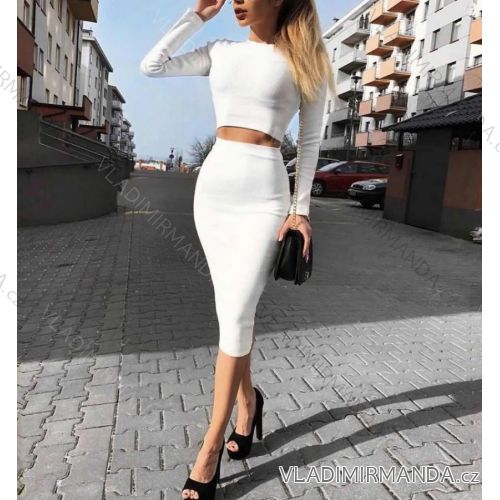 Souprava letní tričko dlouhý rukáv a sukně dámská (S/M ONE SIZE) TURECKÁ MÓDA IMWK21165A starorůžová S/M one size