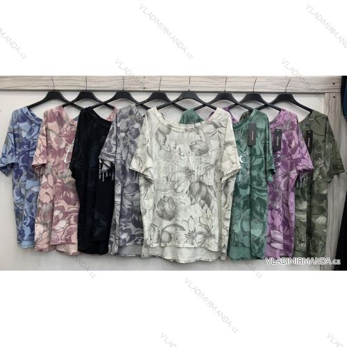 Tunika krátký rukáv dámská nadrozměr (XL/2XL ONE SIZE) ITALSKÁ MÓDA IMWD211329