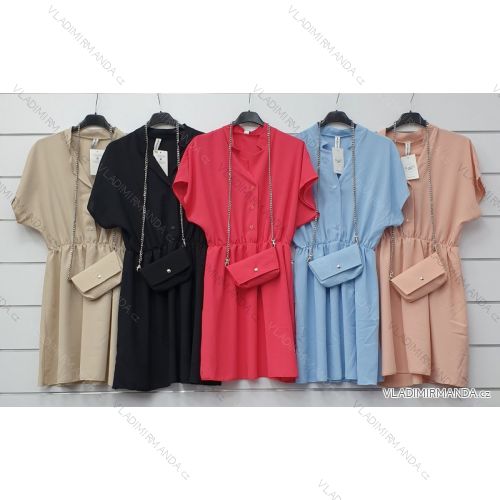 Šaty elegantní semišové dlouhý rukáv dámské (UNI S/L) ITALSKÁ MÓDA IMWA20873