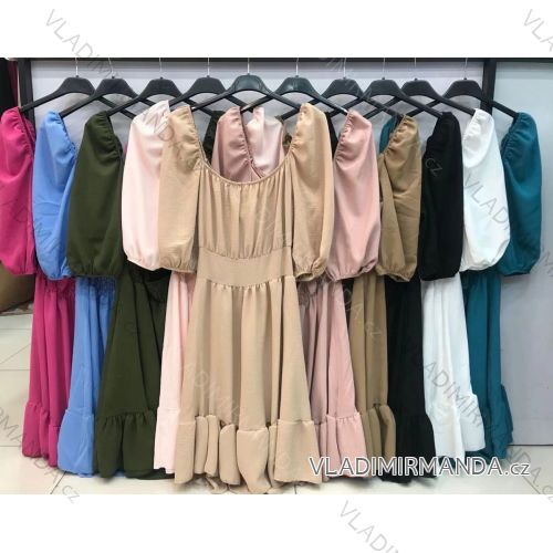 Kleid mit 3/4 Ärmeltasche für Damen (uni sl) ITALIAN Fashion IMWD20527