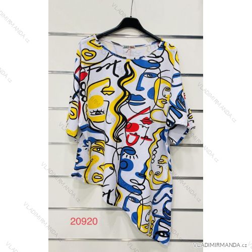 Tunika bavlněná krátký rukáv dámská (S/M/L ONE SIZE) ITALSKÁ MÓDA IMWK21258