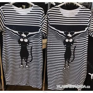 Šaty letní krátký rukáv proužek dámské (S/M/L ONE SIZE) ITALSKÁ MÓDA IM421208/DR