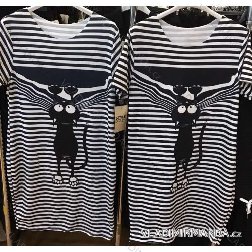 Šaty letní krátký rukáv proužek dámské (S/M/L ONE SIZE) ITALSKÁ MÓDA IM421208/DR S/M/L bílo-modrá