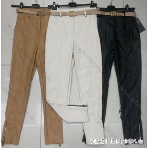 Kalhoty elegantní dlouhé koženkové dámské (S-XL) ITALSKÁ MÓDA IMWD211582