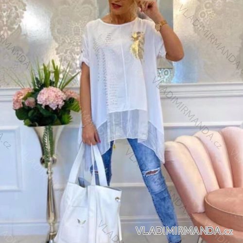 Tunika predĺžená krátky rukáv dámska (S / M ONE SIZE) TALIANSKÁ MÓDA IMWG21067