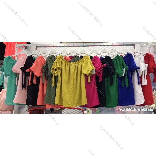 Halenka elegantní krátký rukáv dámská (S/M ONE SIZE) ITALSKÁ MÓDA IMWD211980