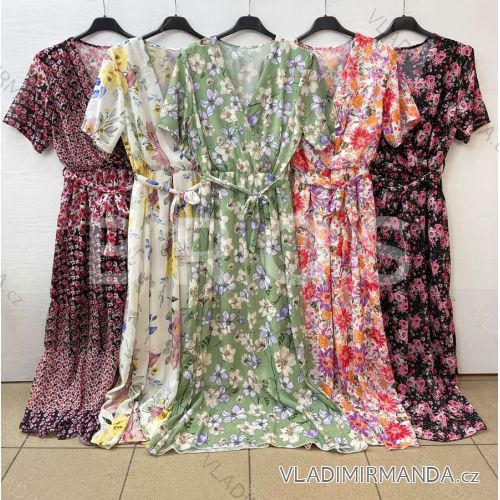 Šaty dlouhé elegantní krátký rukáv dámské (S/M ONE SIZE) ITALSKÁ MÓDA IMWD212098