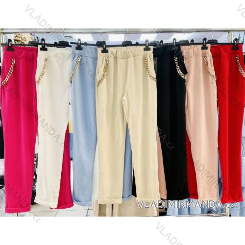 Kalhoty elegantní dlouhé dámské (S/M ONE SIZE) ITALSKÁ MÓDA IMWD212193