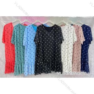 Šaty krátký rukáv dámské nadrozměrné (3XL/4XL ONE SIZE) ITALSKÁ MÓDA IMWQ21029