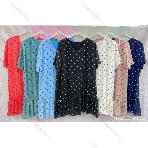 Šaty krátký rukáv dámské nadrozměrné (3XL/4XL ONE SIZE) ITALSKÁ MÓDA IMWQ21029