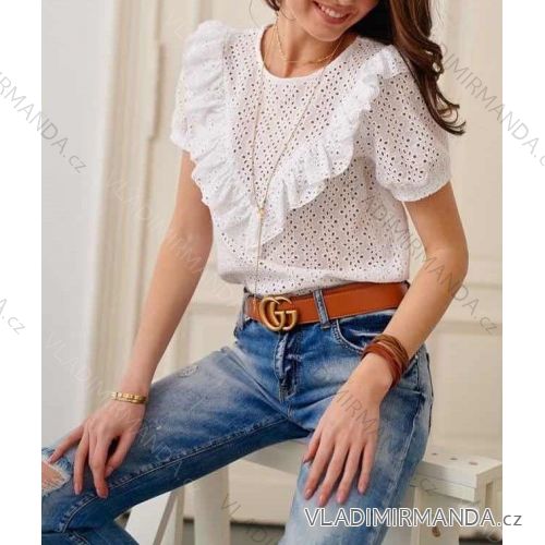 Shirt blouse short 3/4 sleeve lace ladies (UNI SL) ITALIAN FASHION IM13014