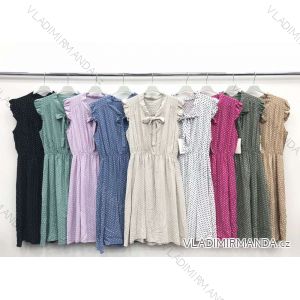 Šaty letní bez rukávů puntík dámské (S/M ONE SIZE) ITALSKÁ MÓDA IMWD212399