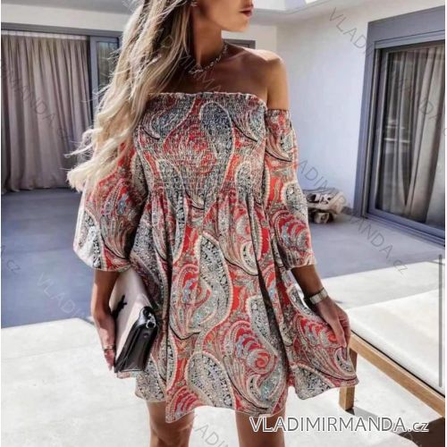 Šaty letní carmen přes ramena dámské (S/M ONE SIZE) ITALSKÁ MÓDA IMWD212417