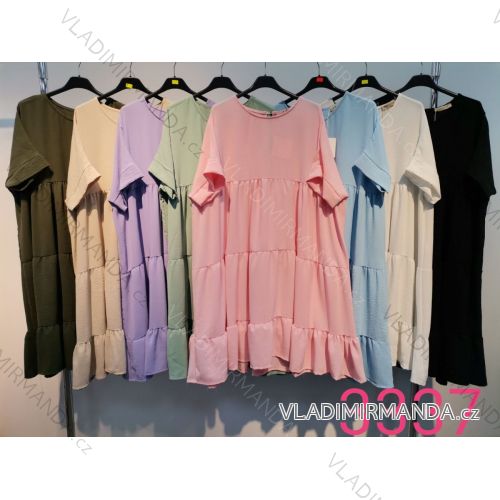 Šaty elegantní krátký rukáv dámské (S/M ONE SIZE) ITALSKá MODA IM9213337