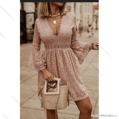 Šaty elegantní krajkové dlouhý rukáv dámské (S/M ONE SIZE) ITALSKÁ MÓDA IMWD212457