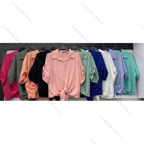 Košile elegantní krátký rukáv zavazovací dámská (S/M ONE SIZE) ITALSKÁ MÓDA IMWD212483