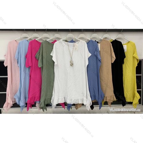 Tunika predĺžená s príveskom krátky rukáv dámska (S / M ONE SIZE) TALIANSKÁ MÓDA IMWD212552