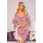 345-1 NAOMI draped velor dress with a neckline - dirty pink