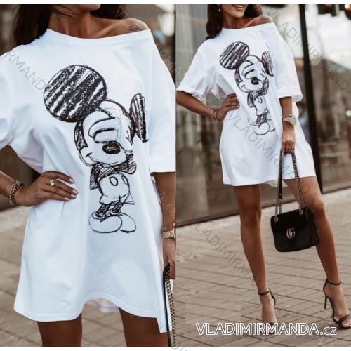 Šaty tunika oversize krátky rukáv dámske (S / M / L ONE SIZE) TALIANSKÁ MÓDA IMWK22353