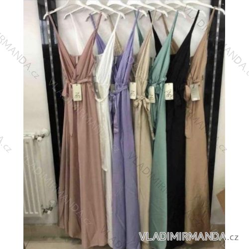Šaty dlouhé elegantní na ramínka dámské (S/M ONE SIZE) ITALSKÁ MÓDA IMR21347