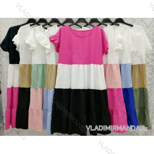 Šaty letní krátký rukáv dámské (S/M ONE SIZE) ITALSKÁ MÓDA IMWD212602