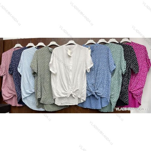 Košile krátký rukáv puntík dámská (S/M ONE SIZE) ITALSKÁ MÓDA IMWD212798