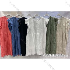 Šaty krajkované krátký rukáv dámské nadrozměrné (3XL/4XL ONE SIZE) ITALSKÁ MÓDA IMWQ21049