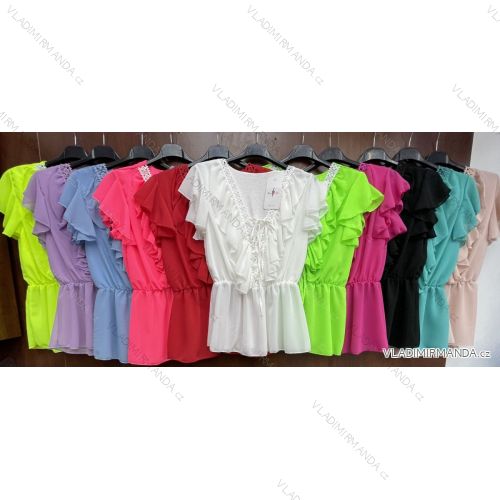 Halenka elegantní krátký rukáv dámská (S/M ONE SIZE) ITALSKÁ MÓDA IMWD213021