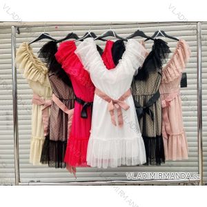 Šaty carmen tilové elegantní bez rukávů dlouhé dámské (S/M ONE SIZE) ITALSKÁ MÓDA IMWD213060