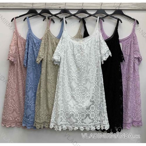 Šaty letní krajkové na ramínka dámské (S/M ONE SIZE) ITALSKÁ MÓDA IMWD213084