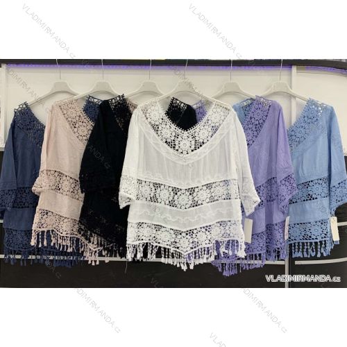 Halenka krajková krátký rukáv dámská (S/M ONE SIZE) ITALSKÁ MÓDA IMWD212887