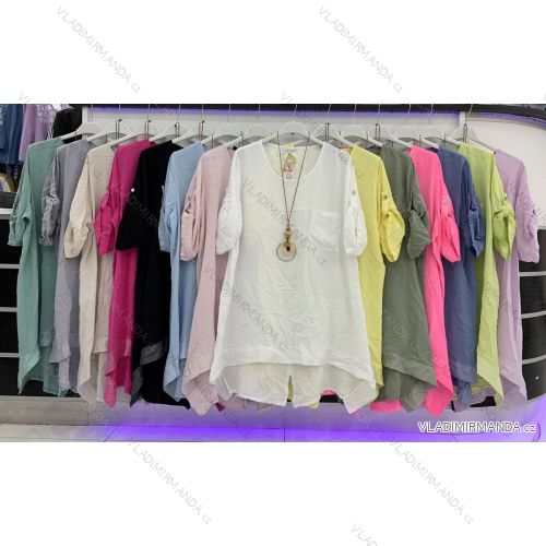 Šaty košilové 3/4 rukáv dámské tenké (uni s-l) ITALSKá MóDA IMWD201619