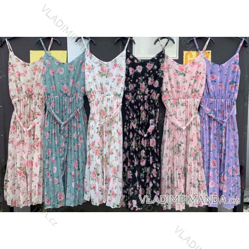 Šaty šifonové letní na ramínka dámské (S/M ONE SIZE) ITALSKÁ MÓDA IMWD213177
